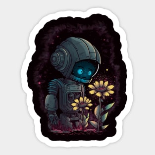 yellow flowers and robots Sticker